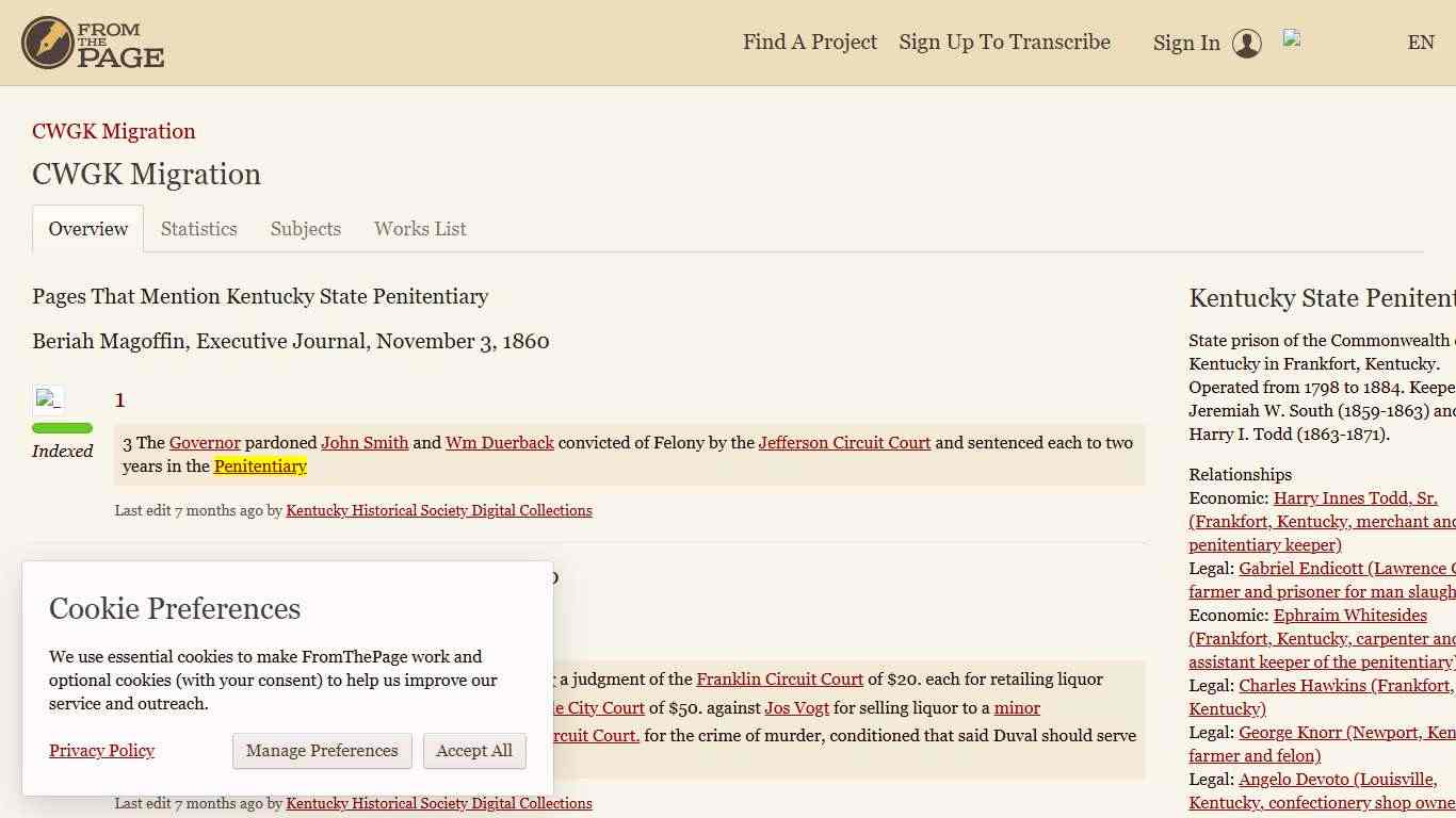 CWGK Migration FromThePage