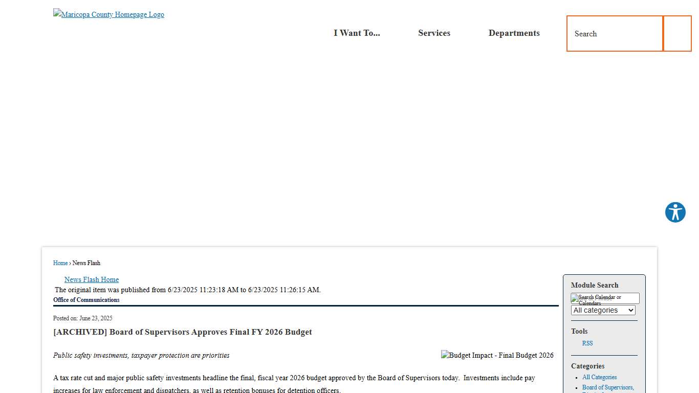 News Flash • Board of Supervisors Approves Final FY 2026 Bud